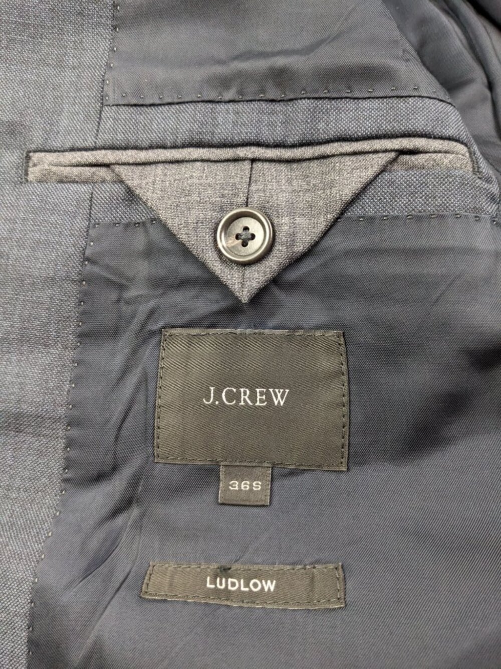 J Crew 36S Ludlow Slim Fit Italian Wool Sharkskin Blue Sport Coat Suit Jacket - Picture 6 of 11